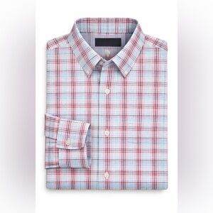 MIX&NY XXL Button-Down Plaid Stretch Shirt Red Blue White
